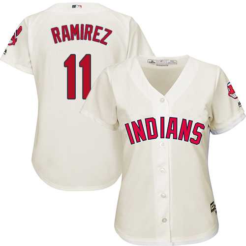 Women's Cleveland Indians #11 Jose Ramirez Cream Alternate Stitched MLB Jersey