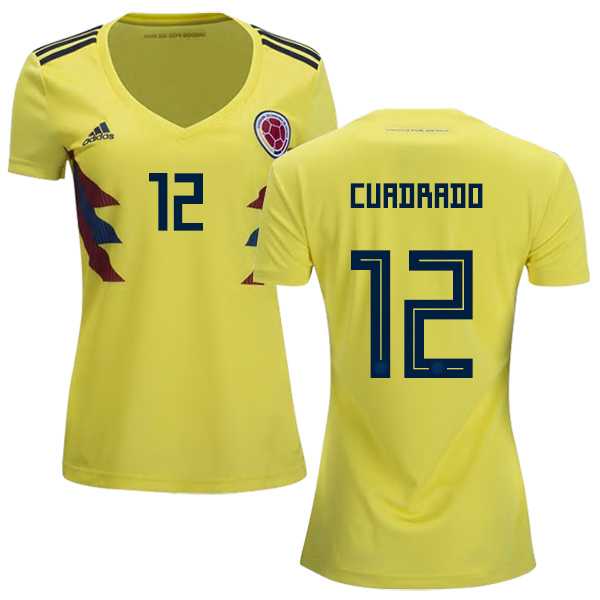 Women's Colombia #12 Cuadrado Home Soccer Country Jersey