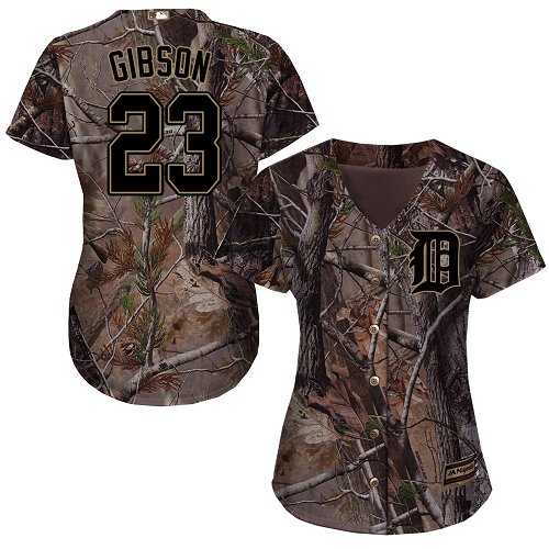 Women's Detroit Tigers #23 Kirk Gibson Camo Realtree Collection Cool Base Stitched MLB