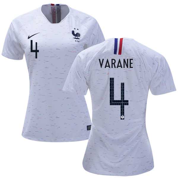 Women's France #4 Varane Away Soccer Country Jersey