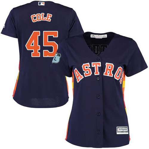 Women's Houston Astros #45 Gerrit Cole Navy Blue Alternate Stitched MLB
