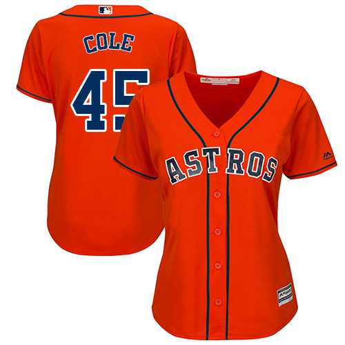 Women's Houston Astros #45 Gerrit Cole Orange Alternate Stitched MLB