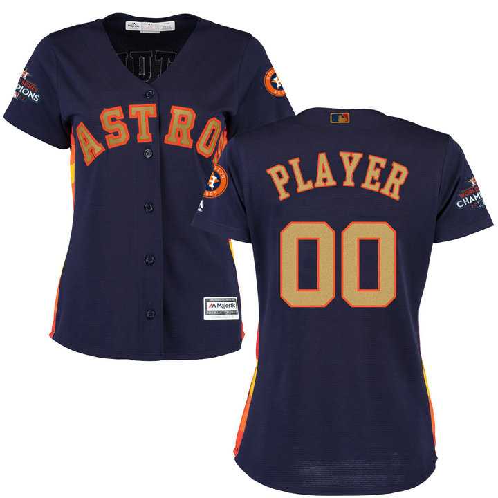 Women's Houston Astros Customized Navy 2018 Gold Program Cool Base Stitched Baseball jersey