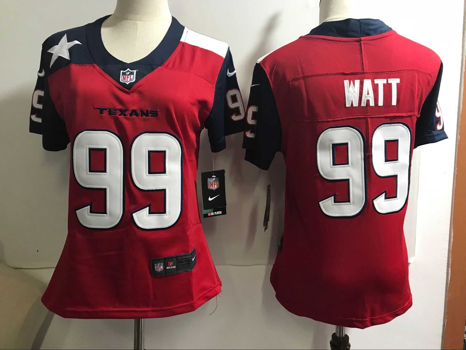 Women's Houston Texans #99 J.J. Watt Red Nike Color Rush Limited NFL Jerseys