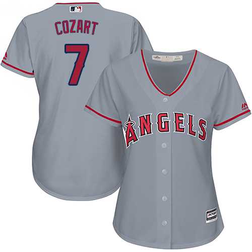 Women's Los Angeles Angels #7 Zack Cozart Grey Road Stitched MLB Jersey