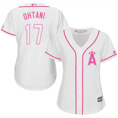 Women's Los Angeles Angels Of Anaheim #17 Shohei Ohtani White Pink Fashion Stitched MLB