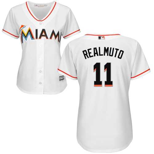 Women's Miami Marlins #11 JT Realmuto White Home Stitched MLB Jersey