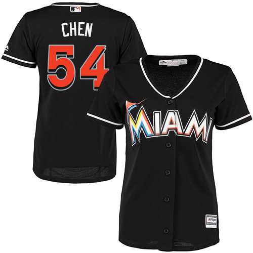 Women's Miami Marlins #54 Wei-Yin Chen Black Alternate Stitched MLB Jersey