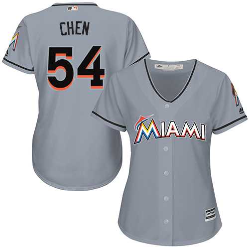 Women's Miami Marlins #54 Wei-Yin Chen Grey Road Stitched MLB Jersey