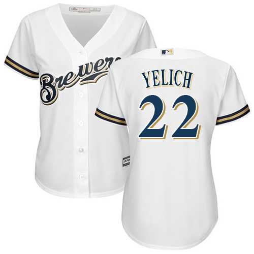 Women's Milwaukee Brewers #22 Christian Yelich White Home Stitched MLB