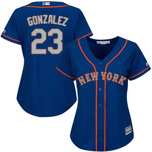 Women's New York Mets #23 Adrian Gonzalez Blue(Grey NO.) Alternate Stitched MLB