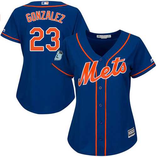 Women's New York Mets #23 Adrian Gonzalez Blue Alternate Stitched MLB
