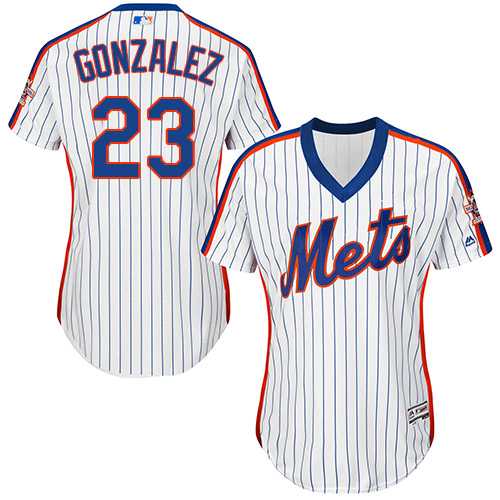Women's New York Mets #23 Adrian Gonzalez White(Blue Strip) Alternate Stitched MLB