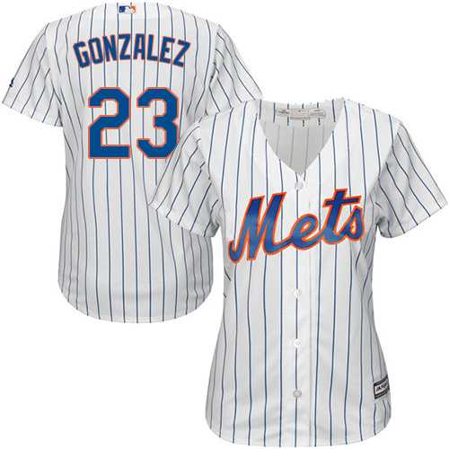 Women's New York Mets #23 Adrian Gonzalez White(Blue Strip) Home Stitched MLB