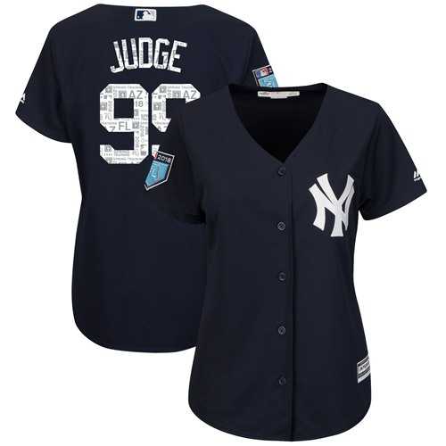 Women's New York Yankees #99 Aaron Judge Navy Blue 2018 Spring Training Cool Base Stitched Baseball Jersey