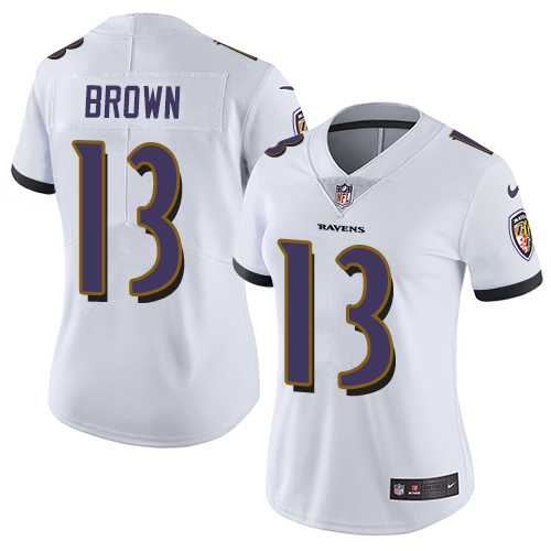 Women's Nike Baltimore Ravens #13 John Brown White Stitched NFL Vapor Untouchable Limited Jersey