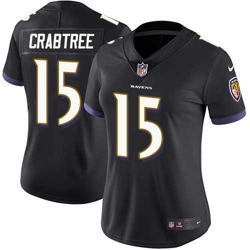 Women's Nike Baltimore Ravens #15 Michael Crabtree Black Alternate Stitched NFL Vapor Untouchable Limited Jersey