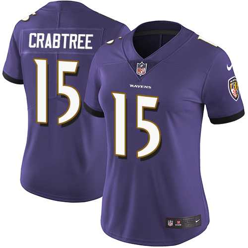 Women's Nike Baltimore Ravens #15 Michael Crabtree Purple Team Color Stitched NFL Vapor Untouchable Limited Jersey
