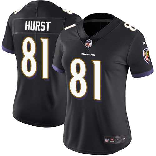 Women's Nike Baltimore Ravens #81 Hayden Hurst Black Alternate Stitched NFL Vapor Untouchable Limited Jersey