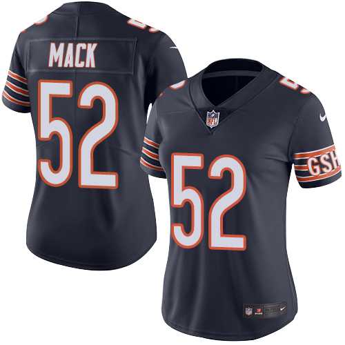 Women's Nike Chicago Bears #52 Khalil Mack Navy Blue Team Color Stitched NFL Vapor Untouchable Limited Jersey