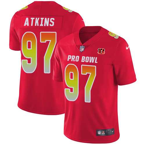 Women's Nike Cincinnati Bengals #97 Geno Atkins Red Stitched NFL Limited AFC 2018 Pro Bowl Jersey