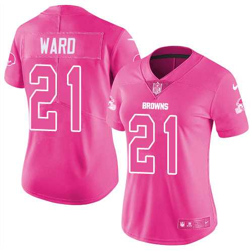 Women's Nike Cleveland Browns #21 Denzel Ward Pink Stitched NFL Limited Rush Fashion Jersey