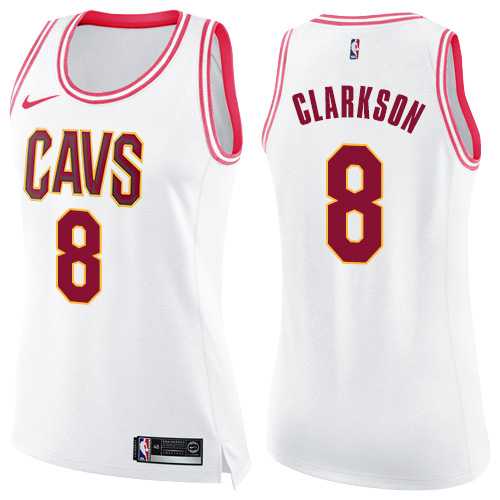 Women's Nike Cleveland Cavaliers #8 Jordan Clarkson White Pink NBA Swingman Fashion Jersey