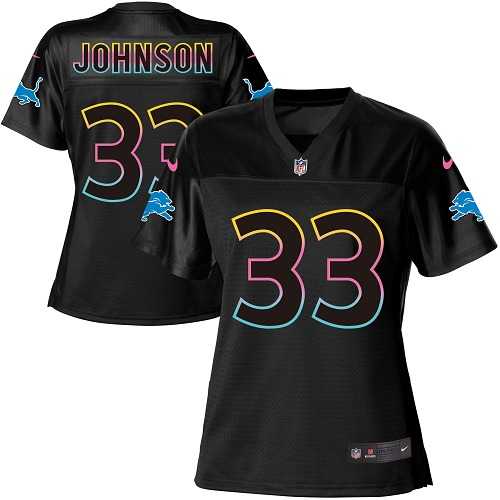 Women's Nike Detroit Lions #33 Kerryon Johnson Black NFL Fashion Game Jersey