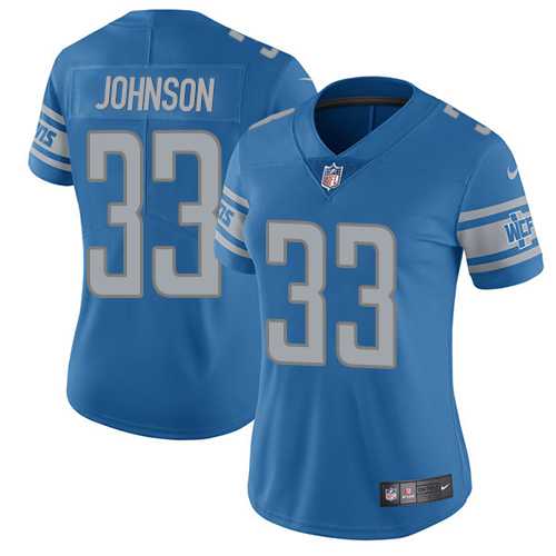 Women's Nike Detroit Lions #33 Kerryon Johnson Light Blue Team Color Stitched NFL Vapor Untouchable Limited Jersey