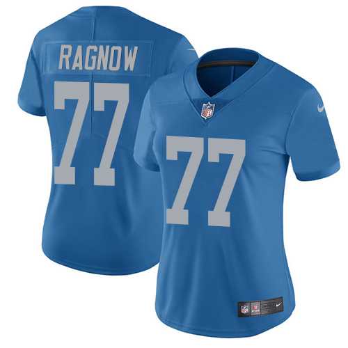 Women's Nike Detroit Lions #77 Frank Ragnow Blue Throwback Stitched NFL Vapor Untouchable Limited Jersey