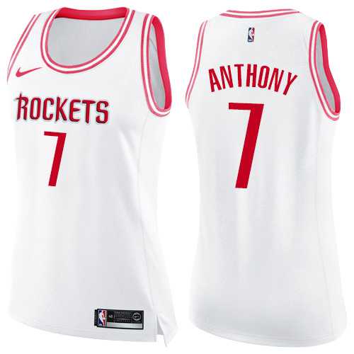 Women's Nike Houston Rockets #7 Carmelo Anthony White Pink NBA Swingman Fashion Jersey