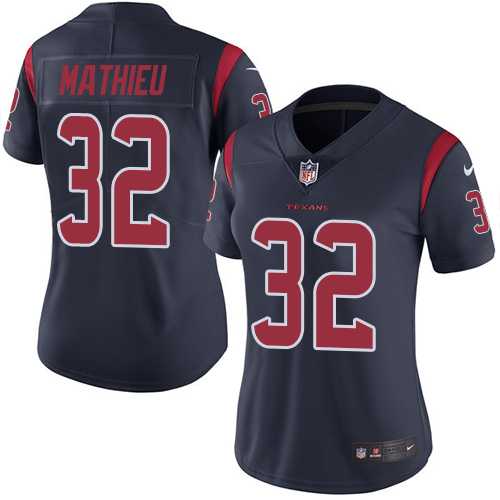 Women's Nike Houston Texans #32 Tyrann Mathieu Navy Blue Stitched NFL Limited Rush Jersey