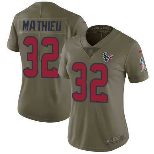 Women's Nike Houston Texans #32 Tyrann Mathieu Olive Stitched NFL Limited 2017 Salute to Service Jersey