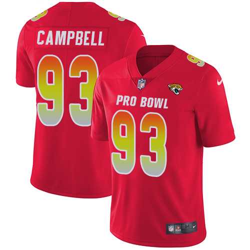 Women's Nike Jacksonville Jaguars #93 Calais Campbell Red Stitched NFL Limited AFC 2018 Pro Bowl Jersey