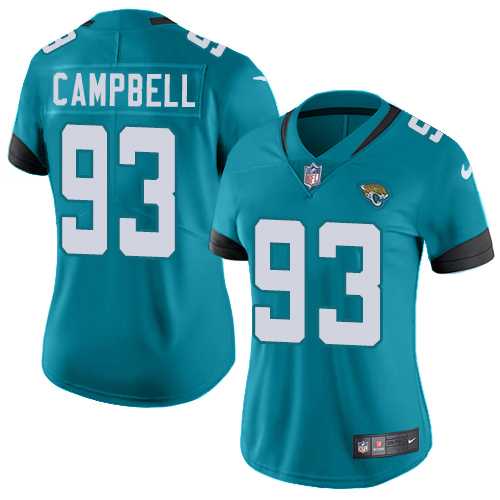 Women's Nike Jacksonville Jaguars #93 Calais Campbell Teal Green Team Color Stitched NFL Vapor Untouchable Limited Jersey