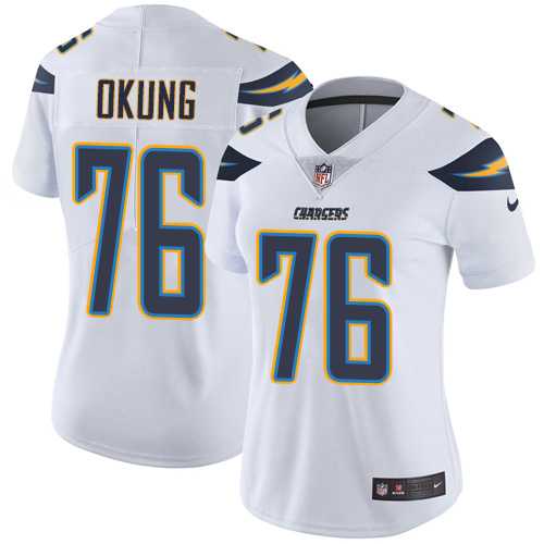 Women's Nike Los Angeles Chargers #76 Russell Okung White Stitched NFL Vapor Untouchable Limited Jersey