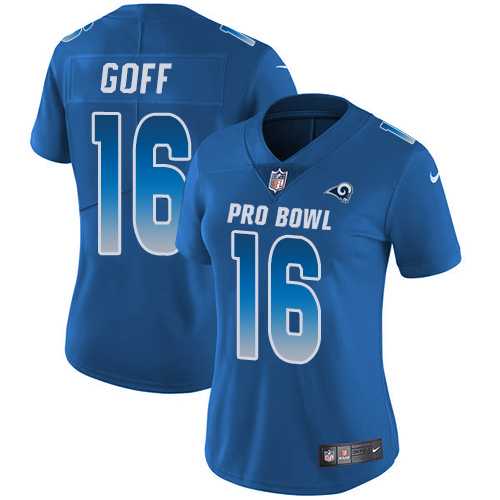 Women's Nike Los Angeles Rams #16 Jared Goff Royal Stitched NFL Limited NFC 2018 Pro Bowl Jersey