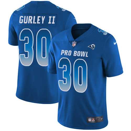 Women's Nike Los Angeles Rams #30 Todd Gurley II Royal Stitched NFL Limited NFC 2018 Pro Bowl Jersey
