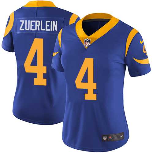 Women's Nike Los Angeles Rams #4 Greg Zuerlein Royal Blue Alternate Stitched NFL Vapor Untouchable Limited Jersey