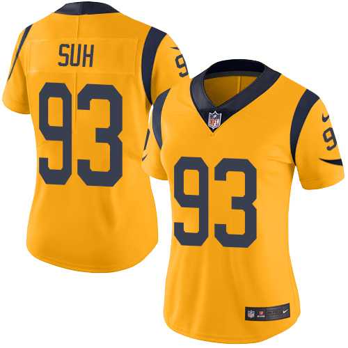Women's Nike Los Angeles Rams #93 Ndamukong Suh Gold Stitched NFL Limited Rush Jersey