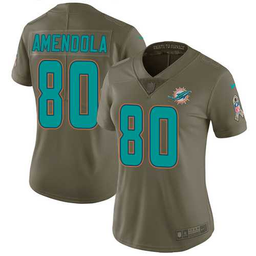 Women's Nike Miami Dolphins #80 Danny Amendola Olive Stitched NFL Limited 2017 Salute to Service Jersey
