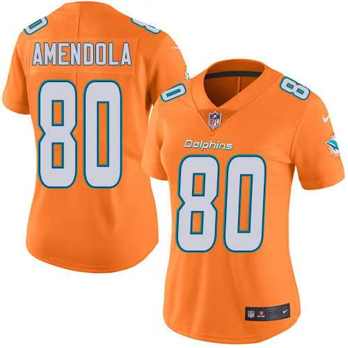 Women's Nike Miami Dolphins #80 Danny Amendola Orange Stitched NFL Limited Rush Jersey
