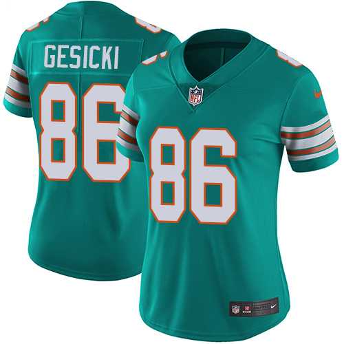 Women's Nike Miami Dolphins #86 Mike Gesicki Aqua Green Alternate Stitched NFL Vapor Untouchable Limited Jersey