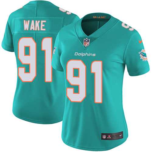Women's Nike Miami Dolphins #91 Cameron Wake Aqua Green Team Color Stitched NFL Vapor Untouchable Limited Jersey