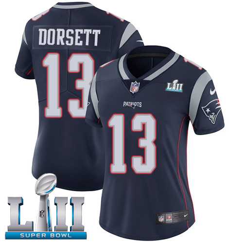 Women's Nike New England Patriots #13 Phillip Dorsett Navy Blue Team Color Super Bowl LII Stitched NFL Vapor Untouchable Limited Jersey