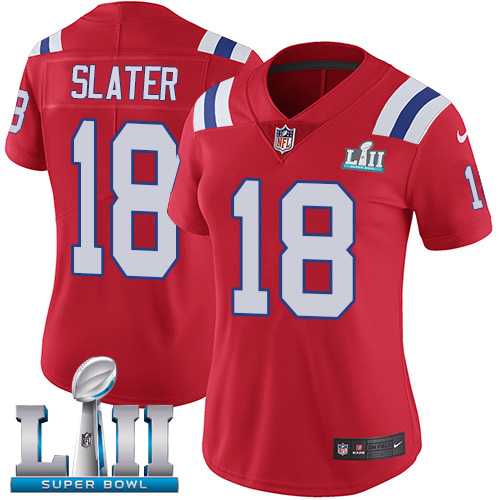 Women's Nike New England Patriots #18 Matt Slater Red Alternate Super Bowl LII Stitched NFL Vapor Untouchable Limited Jersey
