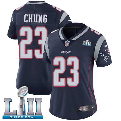 Women's Nike New England Patriots #23 Patrick Chung Navy Blue Team Color Super Bowl LII Stitched NFL Vapor Untouchable Limited Jersey