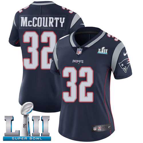 Women's Nike New England Patriots #32 Devin McCourty Navy Blue Team Color Super Bowl LII Stitched NFL Vapor Untouchable Limited Jersey