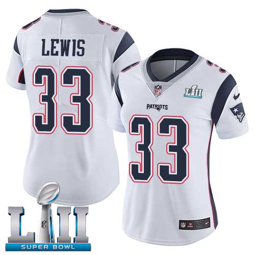 Women's Nike New England Patriots #33 Dion Lewis White Super Bowl LII Stitched NFL Vapor Untouchable Limited Jersey