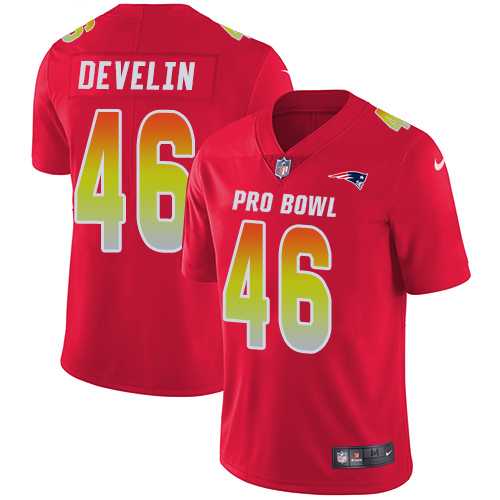 Women's Nike New England Patriots #46 James Develin Red Stitched NFL Limited AFC 2018 Pro Bowl Jersey